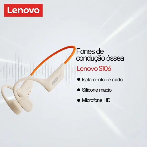 Fones De Ouvido De Condução Óssea Lenovo S106 E Fone Natação À Prova D'água IPX8 Com Armazenamento Integrado De 32 Gb Bl