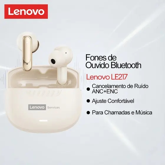 Fones De Ouvido Lenovo LE217 TWS E Bluetooth Sem Fio Com Cancelamento De Ruído ANC ENC , Além De Ajuste Confortável Para