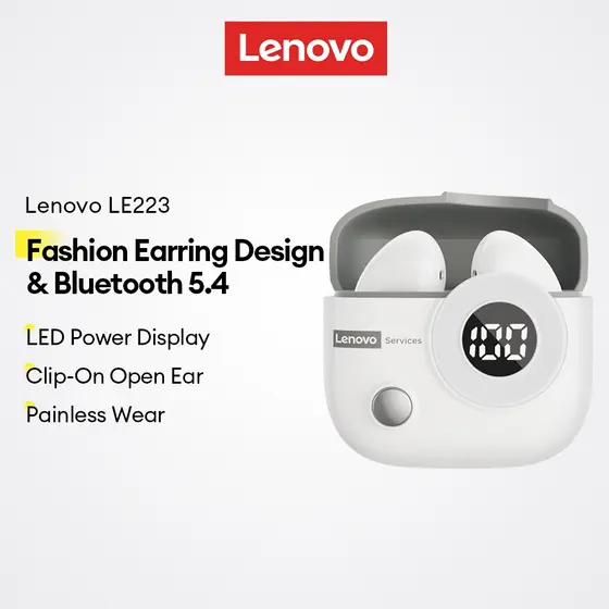 Lenovo LE233 Fones De Ouvido Bluetooth E Clipe Em Sem Fio Com 5.4 Display LED Mais Design De Brinco Fashion