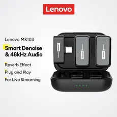 Microfone De Lapela Sem Fio Lenovo MK103 E Com Cancelamento Inteligente De Ruído Áudio De Qualidade De CD De 48 Khz Reve