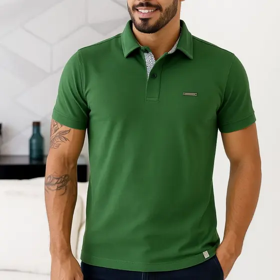 Camisa Polo Piket Masculina Slim Fit Várias  Cores.