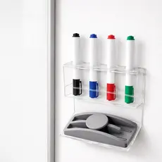 Suporte 4 Canetas 1 Apagador Quadro Branco Porta Acrilico Lousa Branca Professor Sala Aula Canetão