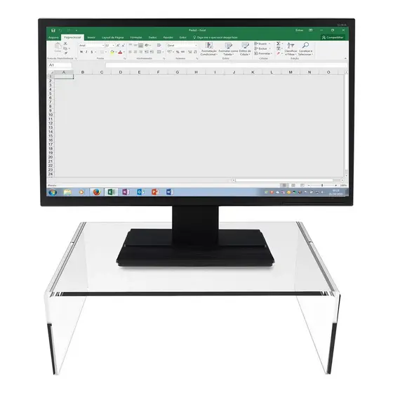 Suporte Monitor Acrílico Moderno Ergonômico Resistente Organizador Mesa Sofisticado