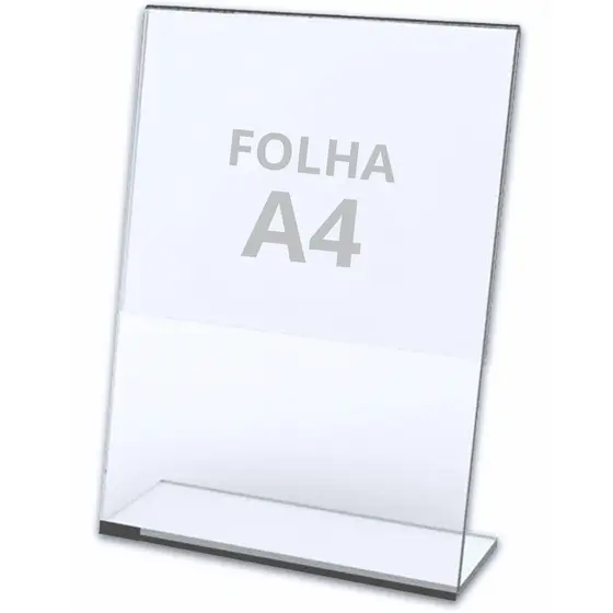 Display Folha A4 Pix QR Code Menu Cardapio Aviso Promocao Expositor Vertical Transparente Acrílico Loja Personalizavel Com Papel A4