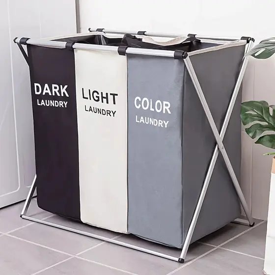 Cesto Roupa Suja cesto de roupa suja moderno Dobravel 3 Compartimentos Organizador Grande