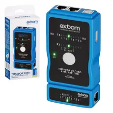 Testador De Cabo de Rede RJ45/11/12 E Cabo de Impressora Exbom FEPRO-TC330