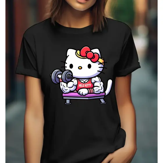 Camiseta Feminina Casual Camisa de Treino Hello K maromba look de treino Plus size