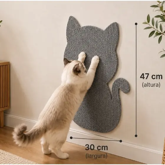 Arranhador Adesivo Design Gato em Carpete Premium - Protetor Móveis Parede e Escalada