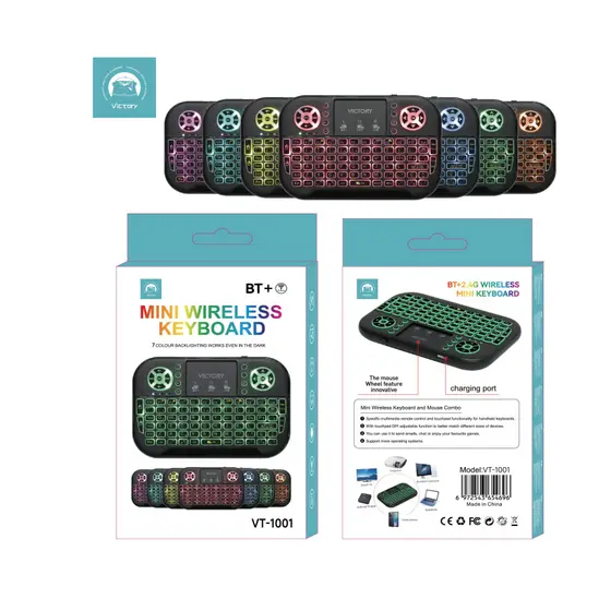 Mini Teclado sem fio Com Led RGB Controle Sem Fio Para Smart Tv xbox Computador Pc wireless