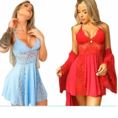 Kit 02 Camisola Sensual Bonita Rendada Em Microfibra Cruzada Nas Costas