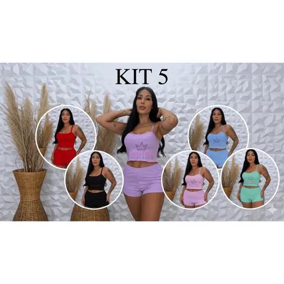 Kit 5 pijamas baby dool micro short dool