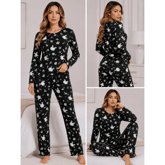 Pijama Noite Feminino Inverno Suede Canelado Conforto Estilo Toque Leve Macio