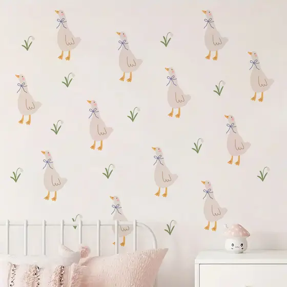 Adesivos de parede bonito dos desenhos animados pato adesivos de parede quarto das crianças dormitório decoração adesivo
