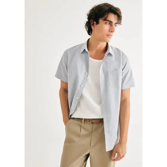 Camisa Masculina Slim Manga Curta