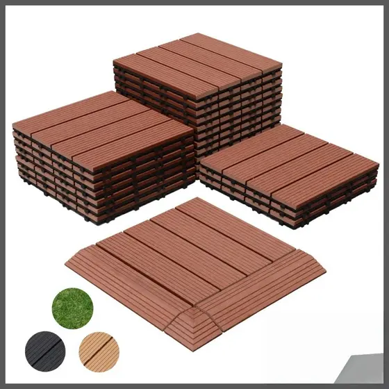Deck Plástico Piso Modular Encaixável Textura Madeira para Banheiro Jardim Box Piscina Sacada Varanda Decoração