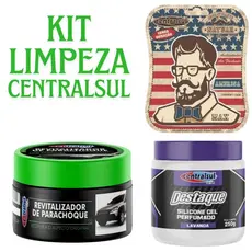 Kit Limpeza Automotiva CentralSul  Revitalizador Parachoque ,Silicone Gel e  Aromatizante