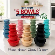 Kit 5 Potes Plastico Redondos Bowl Livre Bpa
