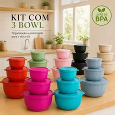 Kit 3 Potes Plastico Redondos Bowl Livre Bpa