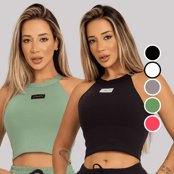 Blusa Top Regata Moletinho Feminina AVA Fitness