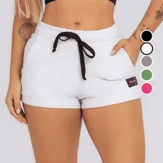 Short Moletinho Com Cadarço e Etiqueta Emborrachada AVA Fitness