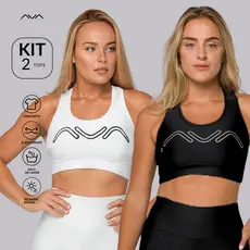 Kit 2 Top Feminino Suplex Poliamida Academia Alta Sustentação AVA Fitness Originals