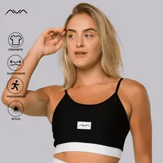 Top Feminino Academia Elástico No Cós Forro Duplo Alta Sutentação AVA Fitness