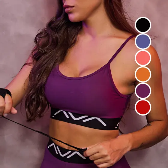 Top Feminino Academia Elástico Personalizado AVA Fitness Power