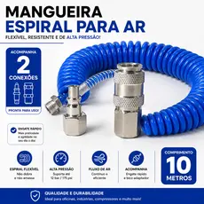 Mangueira Tubo Espiral PU 10 Mts Ar Comprimido Limpeza