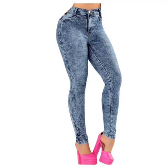 Cal莽a Jeans Feminina Cigarrete Cintura Alta Com Lycra Elastano Empina Bumbum Promo莽茫o