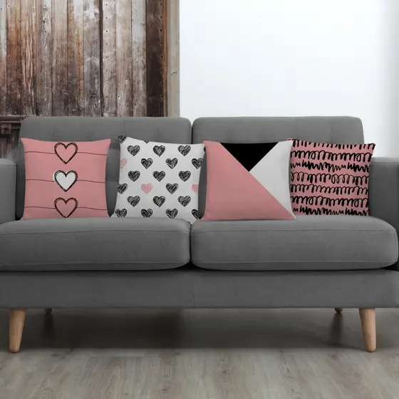 Kit Com 04 Capas De Almofadas Modernas Para Sofá Decorativas 45x45 Em Oxford