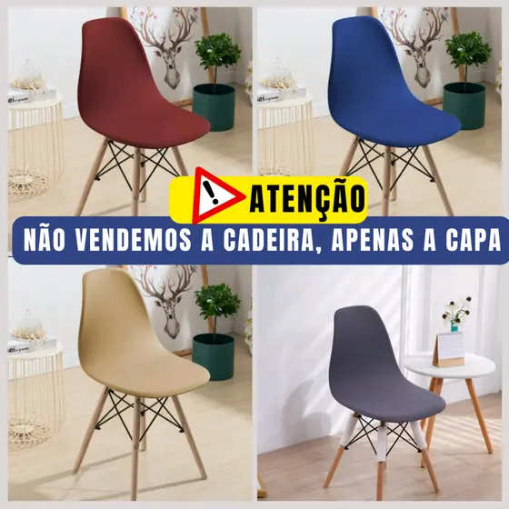 Kit com 2 Capas para Cadeira Charles Eames Eiffel Luxo Soft Cores Lisas - Envio Imediato