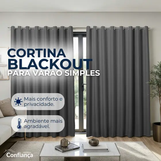 Cortina Blackout de Tecido 6 metros - Veda Luz - Modelo para Varão/Ilhós