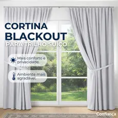 Cortina Blackout 3 Metros Modelo para Trilho Suíço Ideal para Quarto Sala Escritório Veda Luz