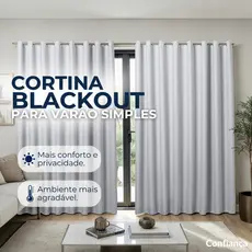 Cortina Blackout  3 Metros Corta Luz Modelo para Varão/Ilhós