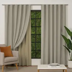 Cortina Wave de Voil Gaze de Linho e Forro Blackout Modelo para Trilho Suiço de 3 a 6 metros de largura Premium