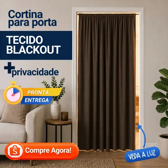 Cortina de Porta Tecido Blackout Separa Ambiente Quarto Sala Provador Privacidade