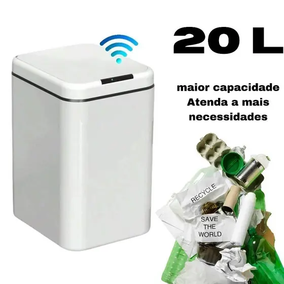 Lixeira com Sensor Automático Inteligente Abre Fácil 20 litros
