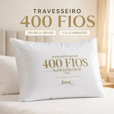 Travesseiro Percal 400 Fios 100% Algodão Toque Pluma Extra Macia de Hotel 5 Estrelas