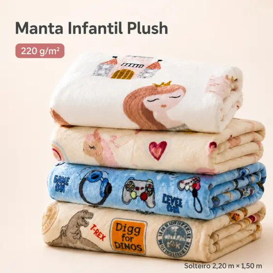 Manta Mantinha Coberta Cobertor Infantil SOLTEIRO Plush Criança Estampado Princesa Bailarina Raposa Arco Iris Dinossauro