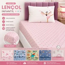 Jogo de Cama Infantil Kit 2 Peças Lençol Solteiro Bouti Kids Micropercal Menino Menina