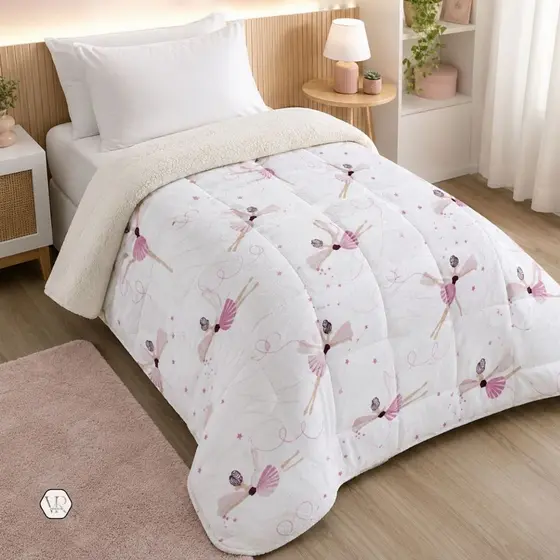 Coberdrom Edredom Coberta Infantil Cama SOLTEIRO Estampada Bailarina
