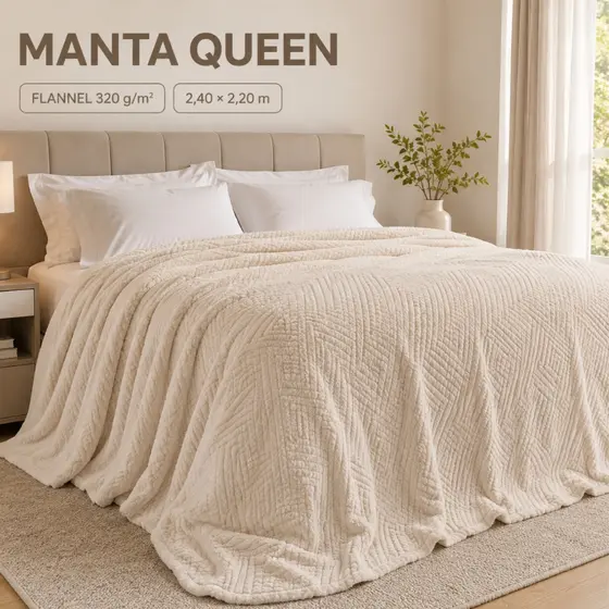 Cobertor Manta QUEEN Plush Coberta Willow Super Macia Gramatura 320gm2