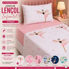 Jogo de Lençol Infantil Cama SOLTEIRO 3 Peças Estampado