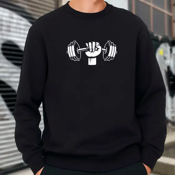 Blusa Moletom Masculino Gola Careca sem Capuz Estampa Academia Moda Inverno