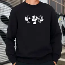 Blusa Moletom Masculino Gola Careca sem Capuz Estampa Academia Moda Inverno