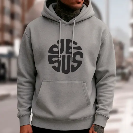 Moletom Masculino Blusa de Frio Estampa Jesus Gospel Leão de Judá Casaco Flanelado de Algodão Bolso Canguru com Touca