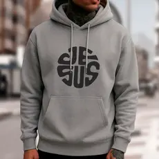 Moletom Masculino Blusa de Frio Estampa Jesus Gospel Leão de Judá Casaco Flanelado de Algodão Bolso Canguru com Touca
