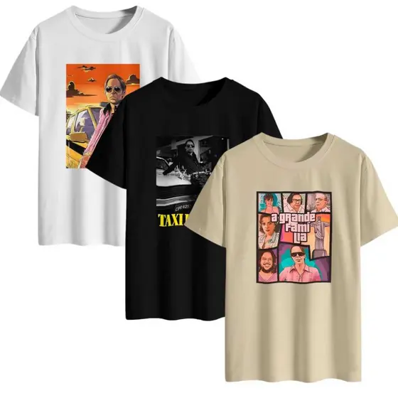 KIT 3 Camiseta Masculina da Grande Família e Agostinho Carrara Camisa T-shirt Promoção