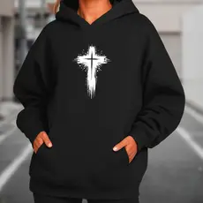 Blusa de Frio Gospel Moletom Feminino Estampa Jesus Frases Cristã Flanelado com Touca Capuz e Bolso Canguru Moda Inverno