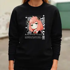 Blusa Moletom Feminino Gola Redonda Flanelado Estampa Casaco de Frio Moda Inverno sem Capuz Anime Spy Family